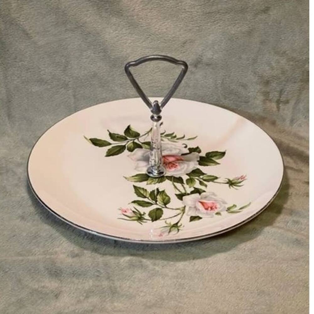 Vintage Crooksville USA Rose Design Porcelain 9 1/4" Serving Plate (1950s)